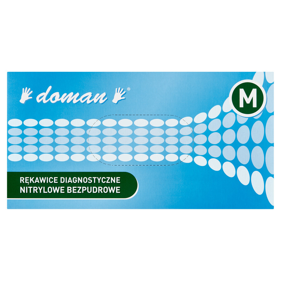 Doman, Nitril-Handschuhe, Nitril, puderfrei, blau, Größe M, 100 Stück