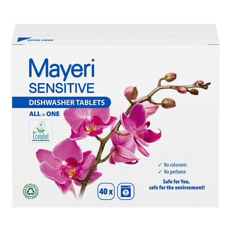 Mayeri Sensitive, dishwasher tablets, 40 pieces