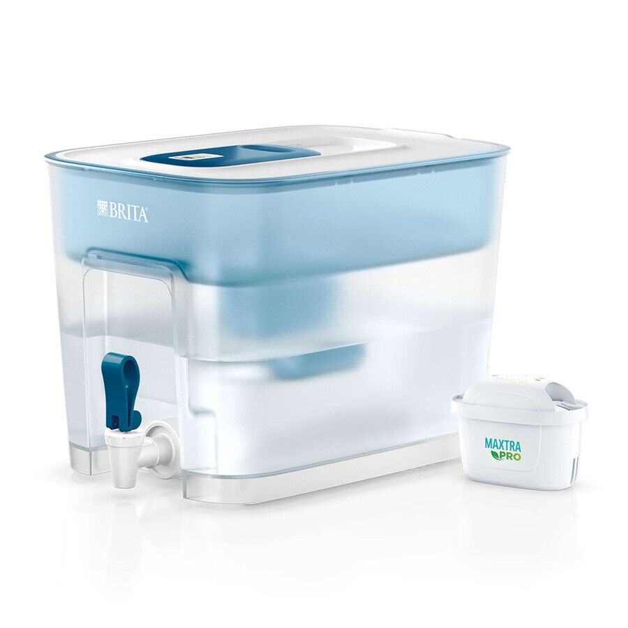 Brita Flow, dispensador de filtro de 8,2 l con grifo, azul + filtro Maxtra Pro Pure Performance, 1 ud.