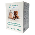 Medizinisches Baumwollset, Kosmetikauflagen für Babys und Kinder, groß, 100% Baumwolle, ab Geburt, 6 x 60 Stück