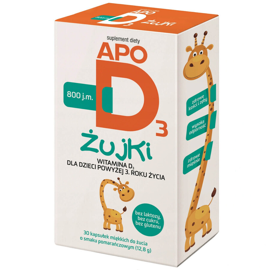 Set ApoD3 Chews, Vitamin D3 800 IU für Kinder ab 3 Jahren, Orangengeschmack, 3 x 30 Kau-Softgels