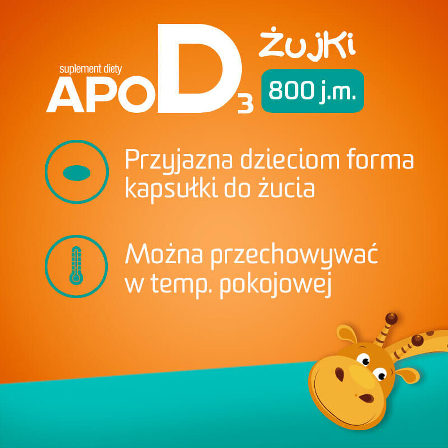 Set ApoD3 Chews, Vitamin D3 800 IU für Kinder ab 3 Jahren, Orangengeschmack, 3 x 30 Kau-Softgels