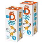 Set ApoD3 Kids Drops, Vitamin D3 600 IU für Kinder ab 1 Jahr, 2 x 10 ml