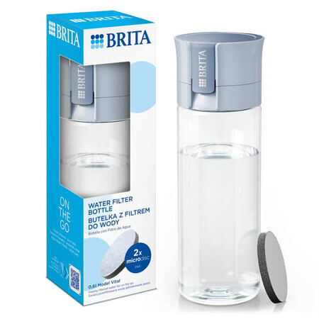 Brita Vital, Flasche mit 0,6-Liter-Filter, blau + MicroDisc-Filter, 2 Stück