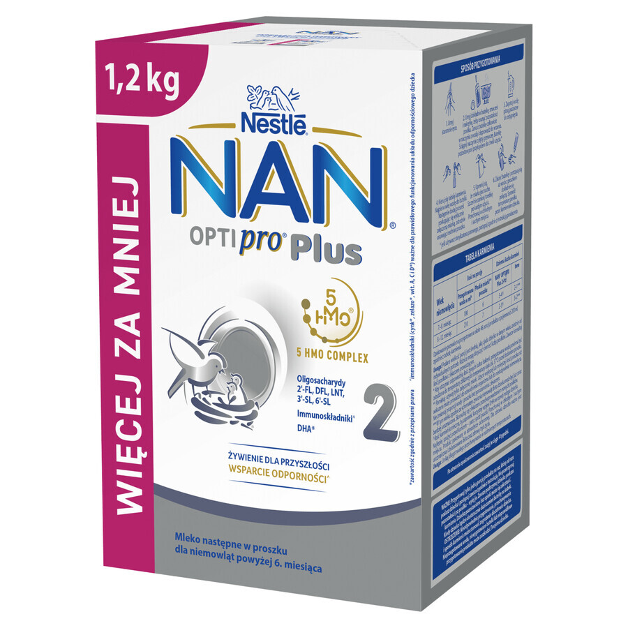 Nestle NAN Optipro Plus 2 5HMO, lapte de continuare pentru sugari peste 6 luni, 4 x 1,2 kg