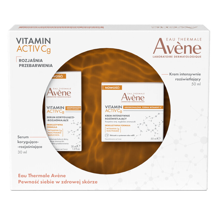 Avene Vitamin Cg Innovative Verjüngungspflege zur Aufhellung von Hyperpigmentierungen, korrigierendes und aufhellendes Serum, 30 ml + intensive aufhellende Creme, 50 ml