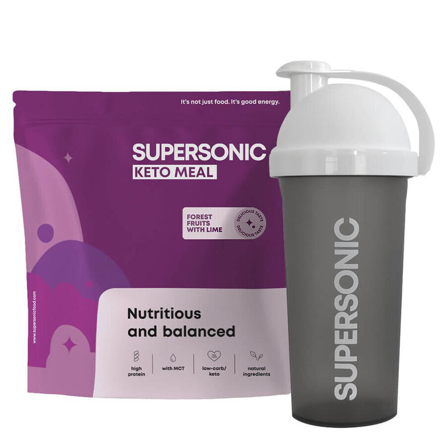 Supersonic Keto Meal, Beeren mit Limettengeschmack, 800 g + Shaker, 700 ml gratis