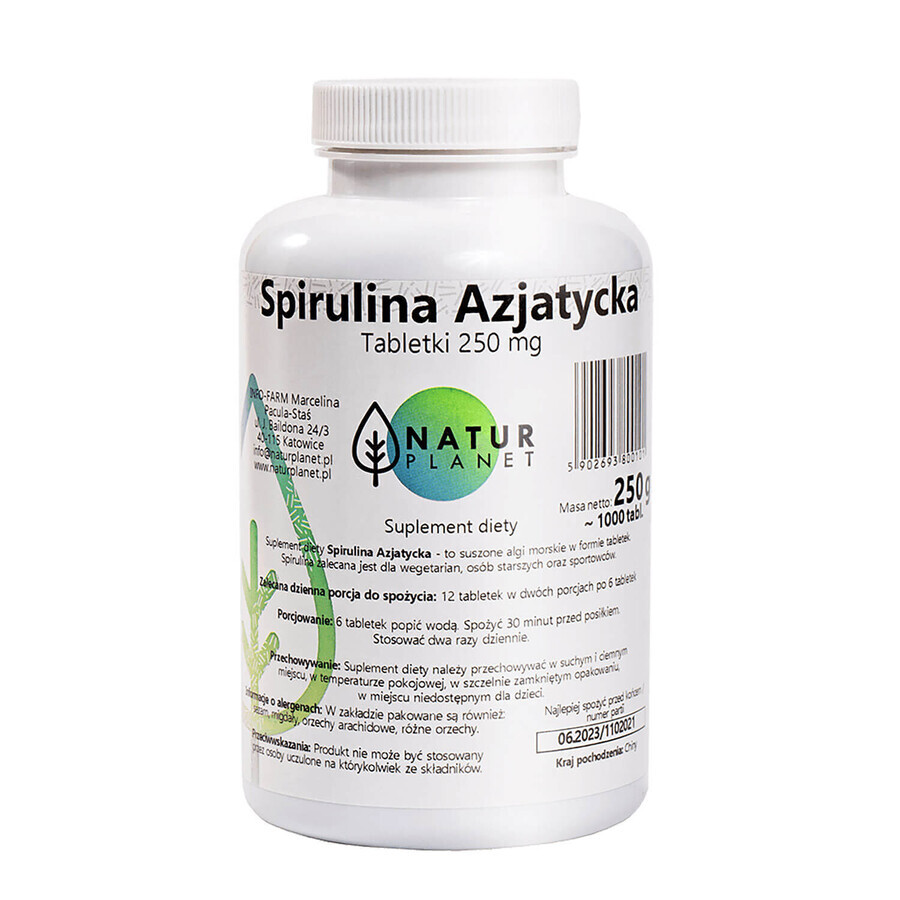 Natur Planet Espirulina, 1000 comprimidos