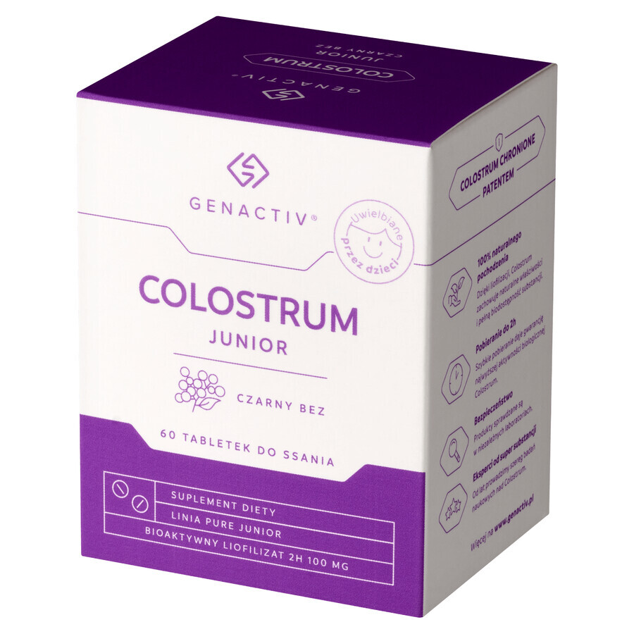 Genactiv Colostrum Junior Colostrum Junior Black Elderberry, from 3 years, 60 tablets