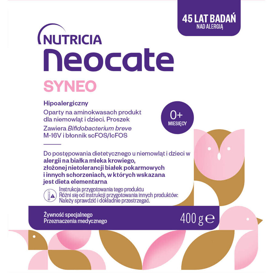 Neocate Syneo, voor baby's en kinderen met koemelkeiwitallergie en complexe intolerantie, vanaf de geboorte, poeder, 400 g