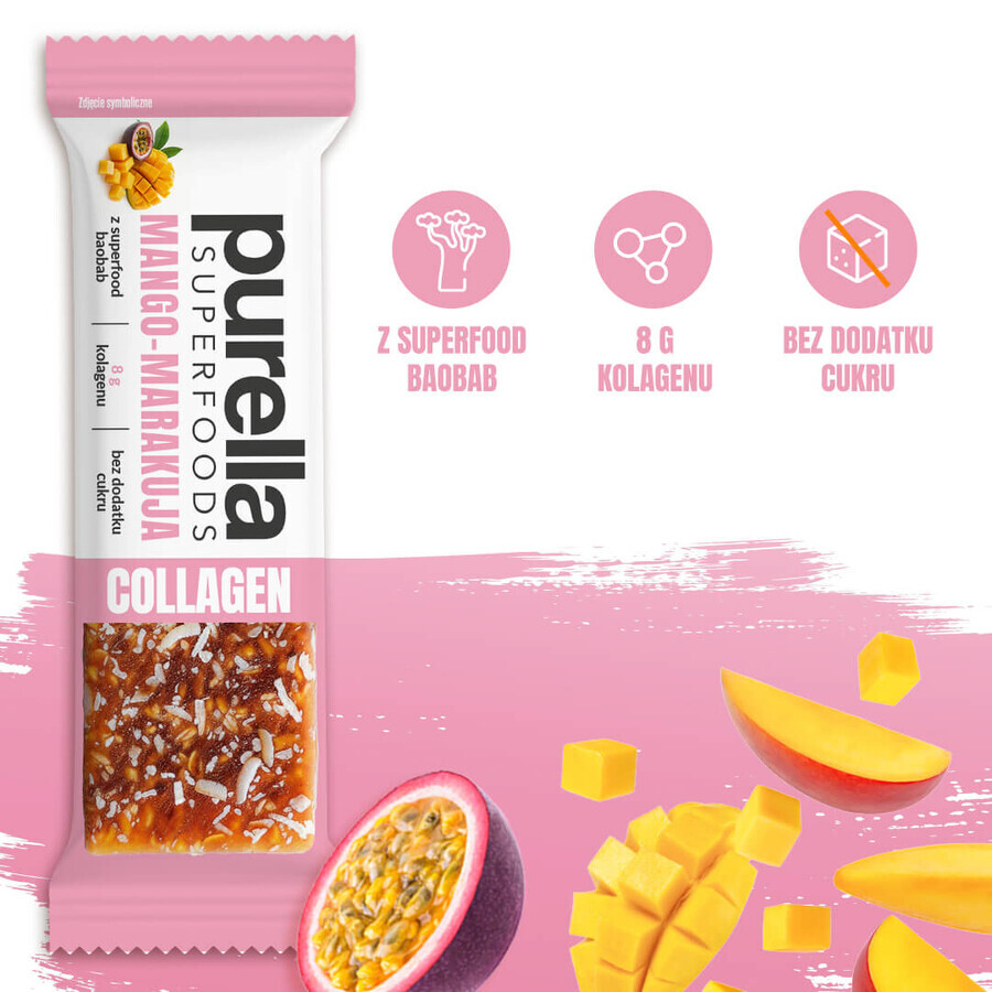 Purella SuperFoods Kollagen-Riegel, Mango-Maracuja, 40g