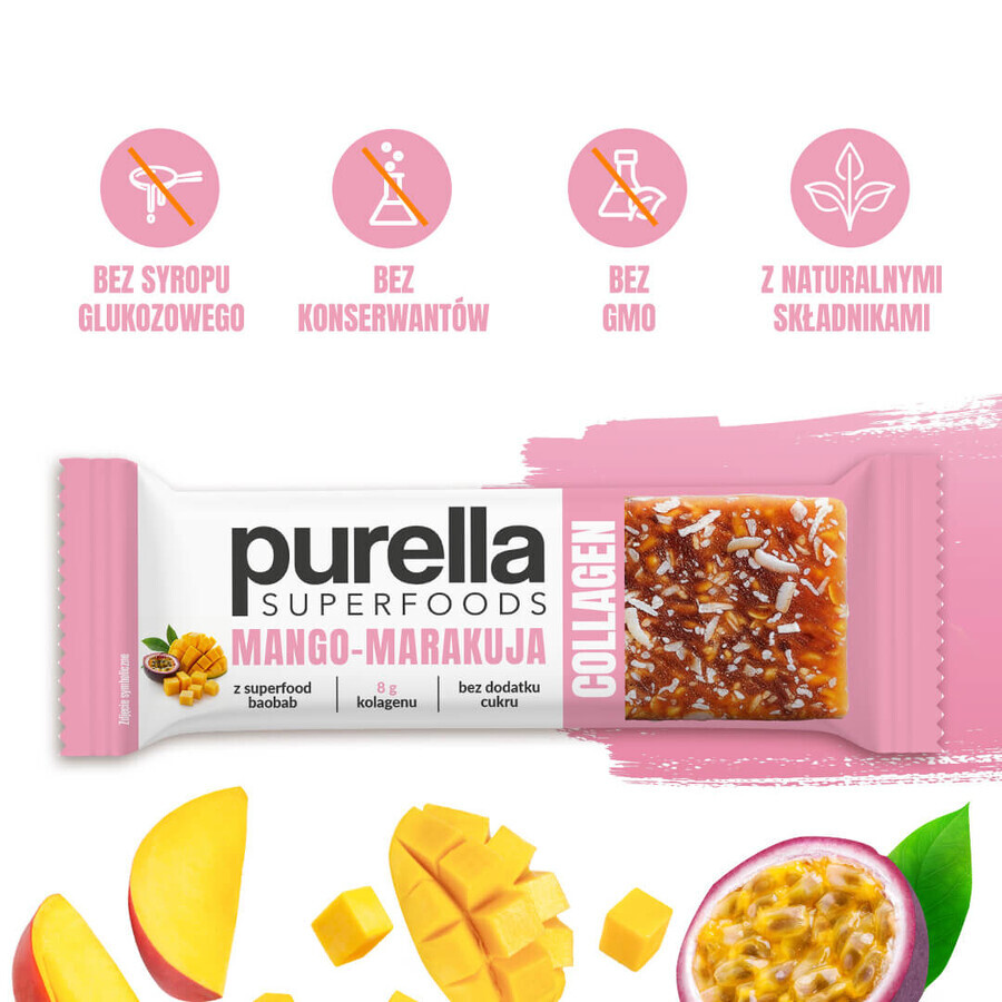 Purella SuperFoods Kollagen-Riegel, Mango-Maracuja, 40g