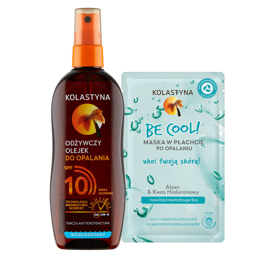 Kolastyna-Set, nährendes Sonnenschutzöl, SPF 10, 150 ml + After-Sun-Maske, 20 ml für 1 Penny