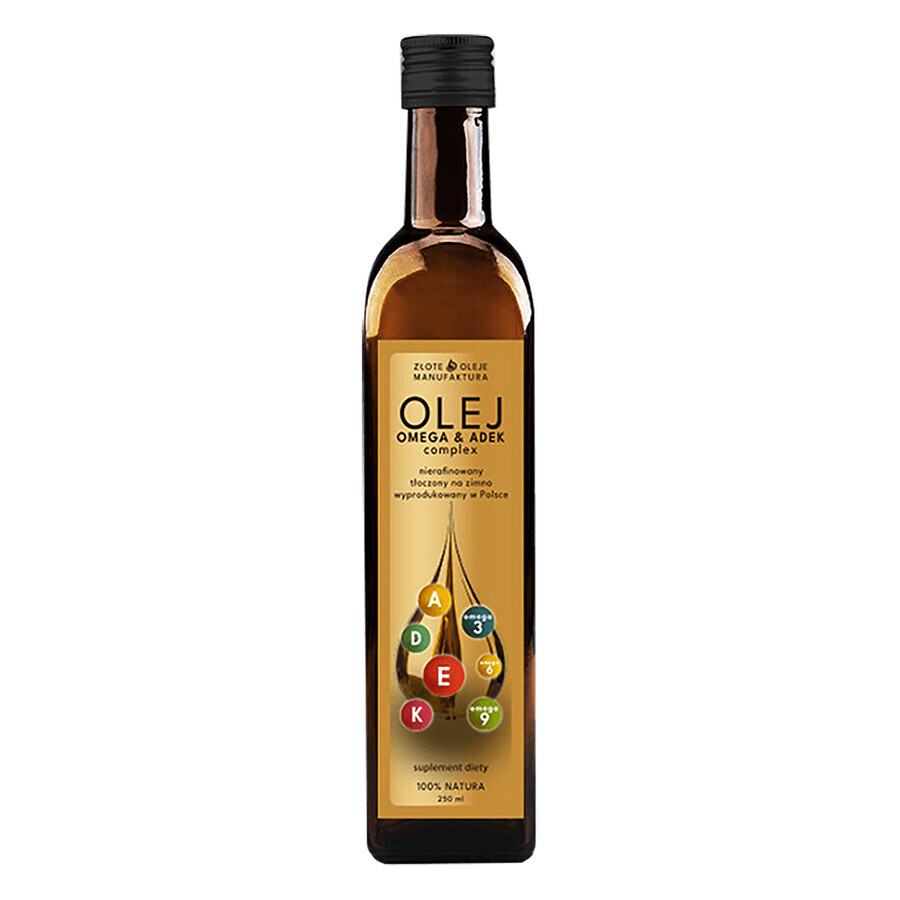 Goldfarmex Golden Oils Aceite Omega&ADEK, prensado en frío, sin refinar, 250 ml