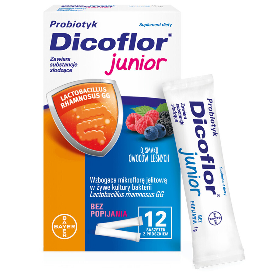 Dicoflor Junior, für Kinder ab 3 Jahren und Erwachsene, Beerengeschmack, 2 x 12 Portionsbeutel