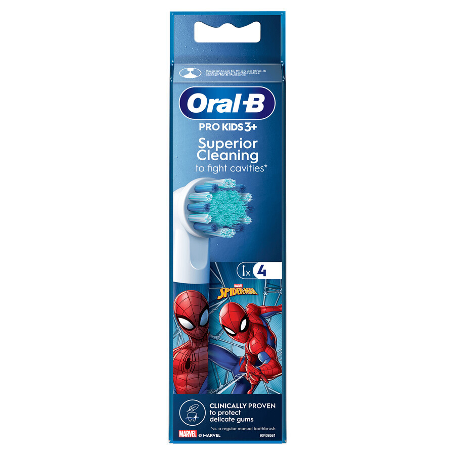 Oral-B Pro Kids, tips electric toothbrush, Spiderman, over 3 years, ultra soft, 4 pieces