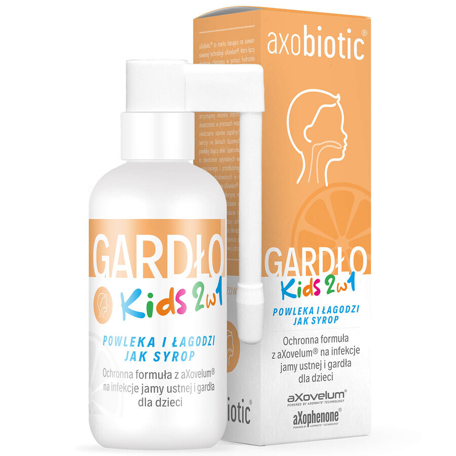 Axobiotic Throat Kids 2in1, Rachenspray für Kinder ab 1 Jahr, Orangengeschmack, 30 ml