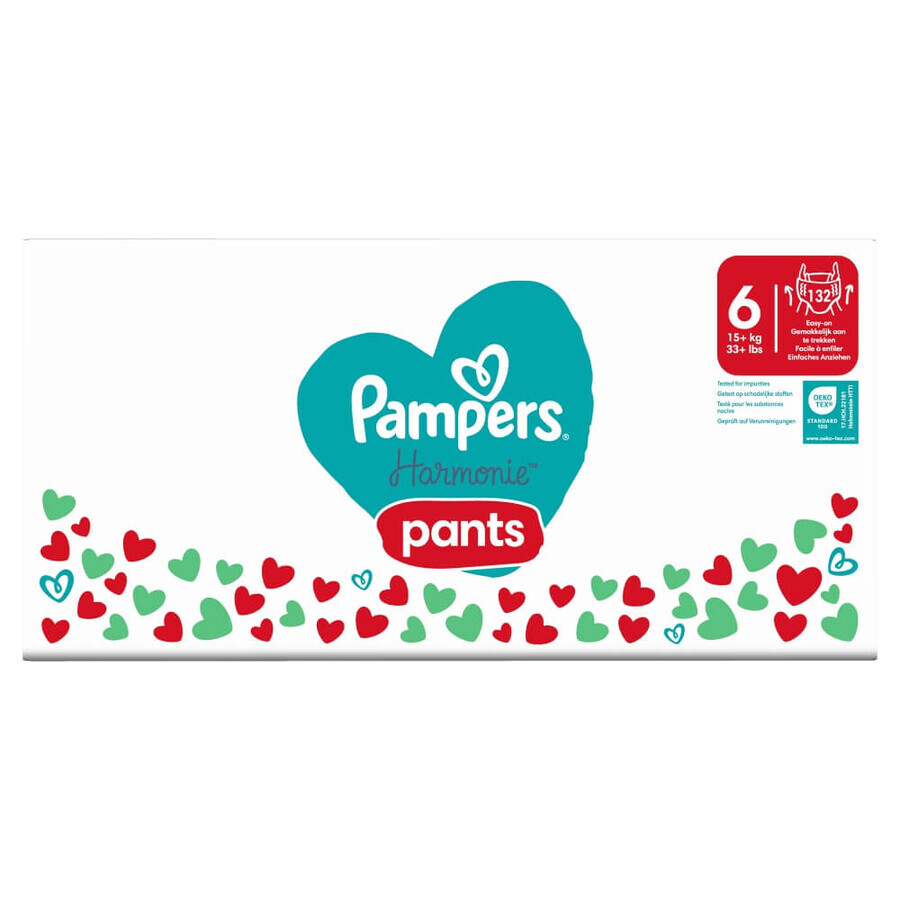 Pampers Harmonie Pants, scutece, mărimea 6, 15 kg+, 132 buc