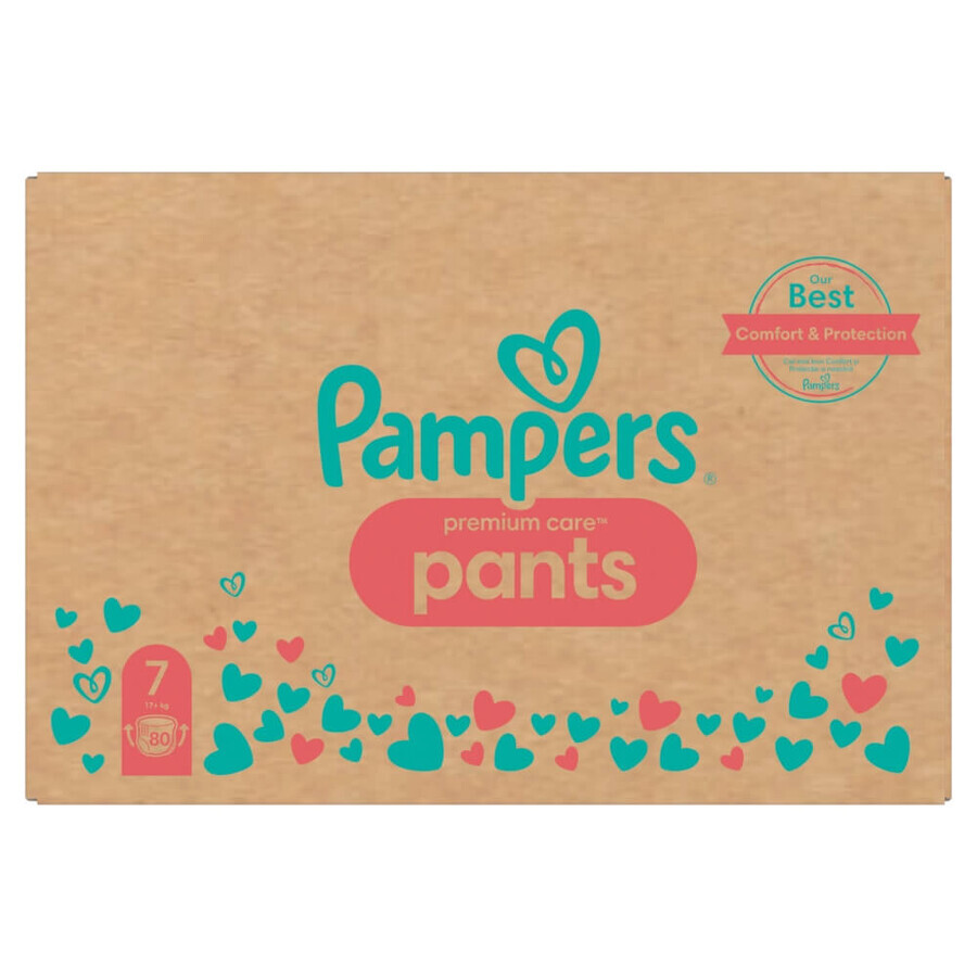 Pampers Premium Care Pants, scutece mărimea 7, 17+ kg, 80 buc