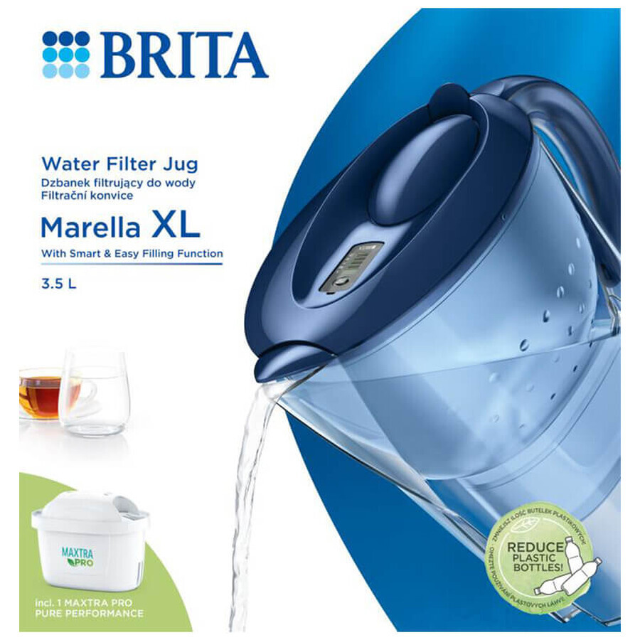 Brita Marella, Kanne mit Filter XL 3,5 l, blau + Maxtra Pro Pure Performance Filter, 1 Stück