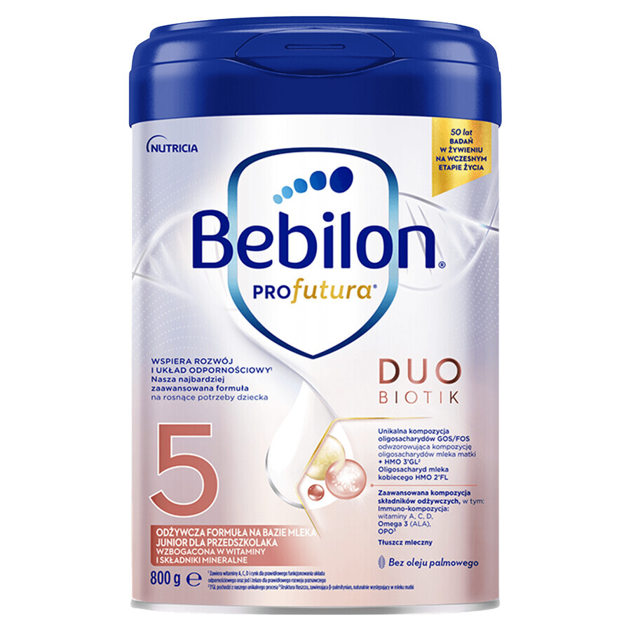 Lote Bebilon Profutura Profutura DuoBiotik 5, leche maternizada nutritiva para niños en edad preescolar, 3 x 800 g + Mustela Bebe Enfant, gel lavante nutritivo, 300 ml de regalo