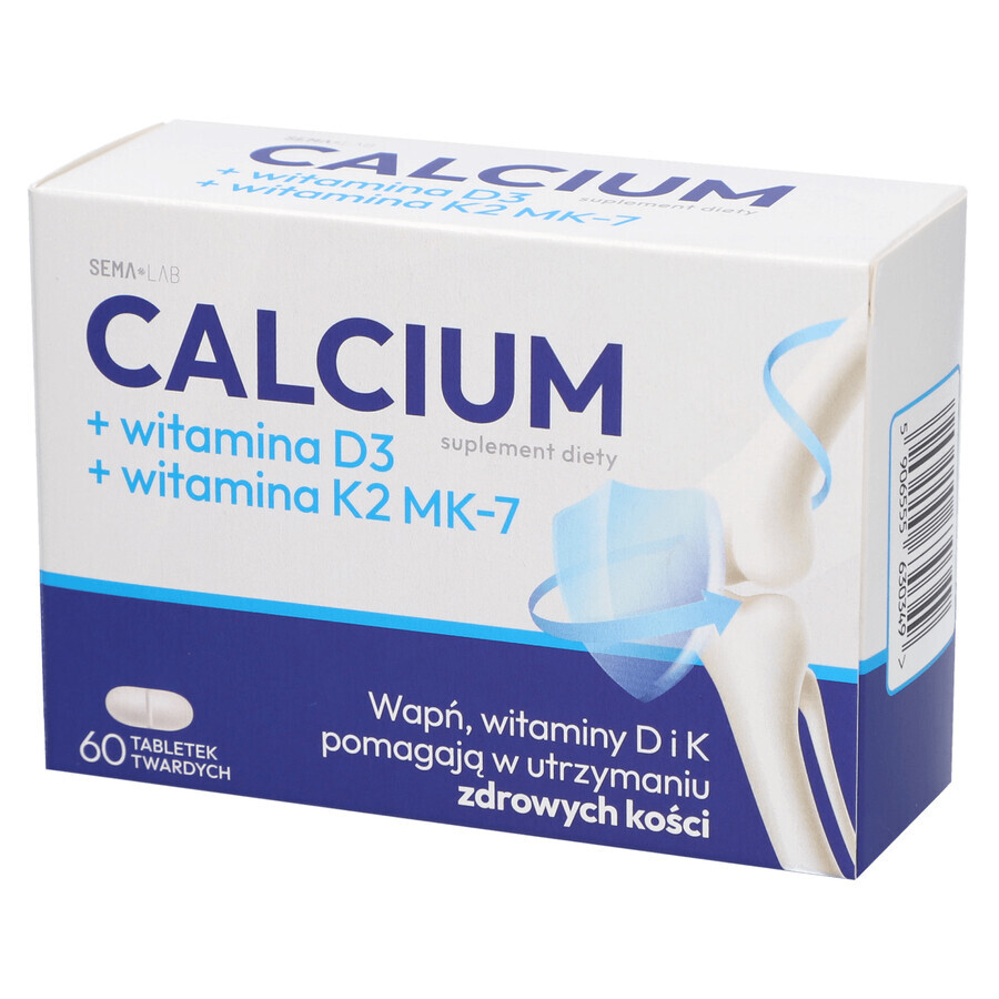 SEMA Lab Calcium + vitamin D3 + vitamin K2 MK-7, 60 hard tablets Unclear pack