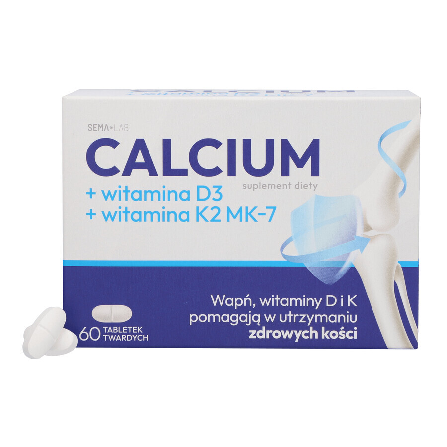 SEMA Lab Calcium + vitamin D3 + vitamin K2 MK-7, 60 hard tablets Unclear pack