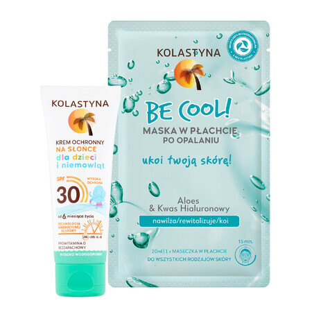 Kolastyna-Set, Sonnenschutzmittel für Babys und Kinder ab 6 Monaten, SPF 30, 75 ml + After-Sun-Maske, 20 ml für 1 Penny