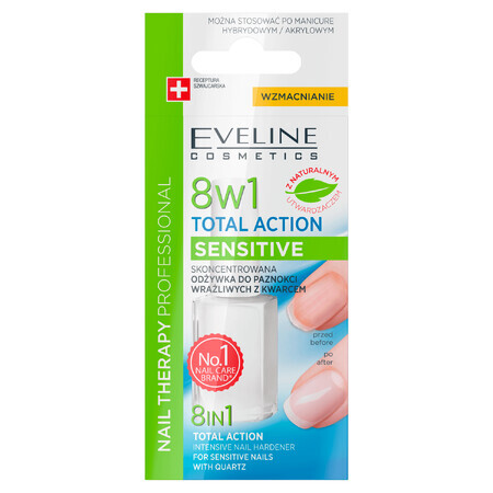 Eveline Cosmetics Nail Therapy Nail Therapy Total Action Sensitive 8in1, Conditioner für brüchige und spröde Nägel, 12 ml