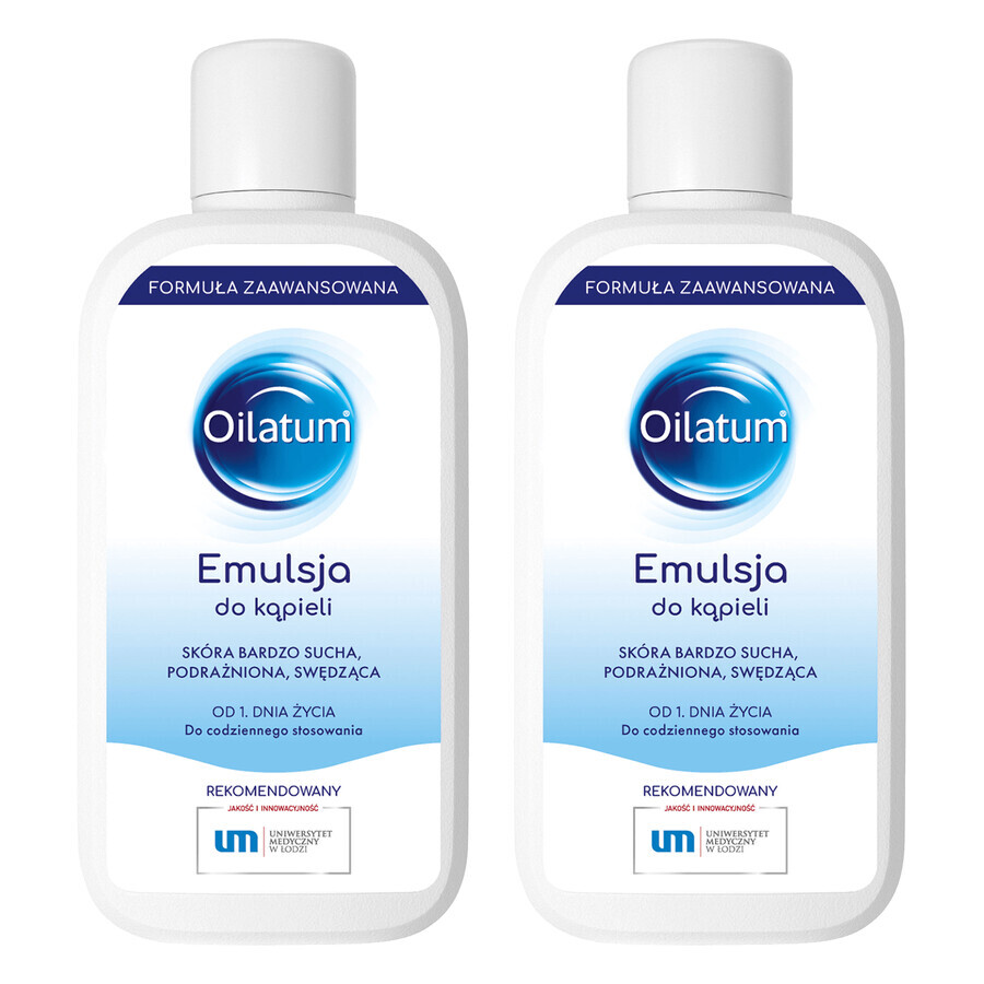 Oilatum Advanced Formula Badeemulsion Set, vom ersten Lebenstag an, 2 x 400 ml