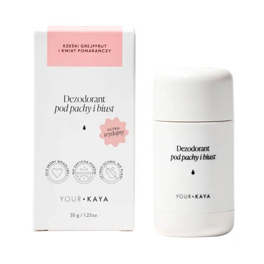 Your KAYA, deodorante per ascelle e seno, pompelmo e fiori d'arancio, 35 g