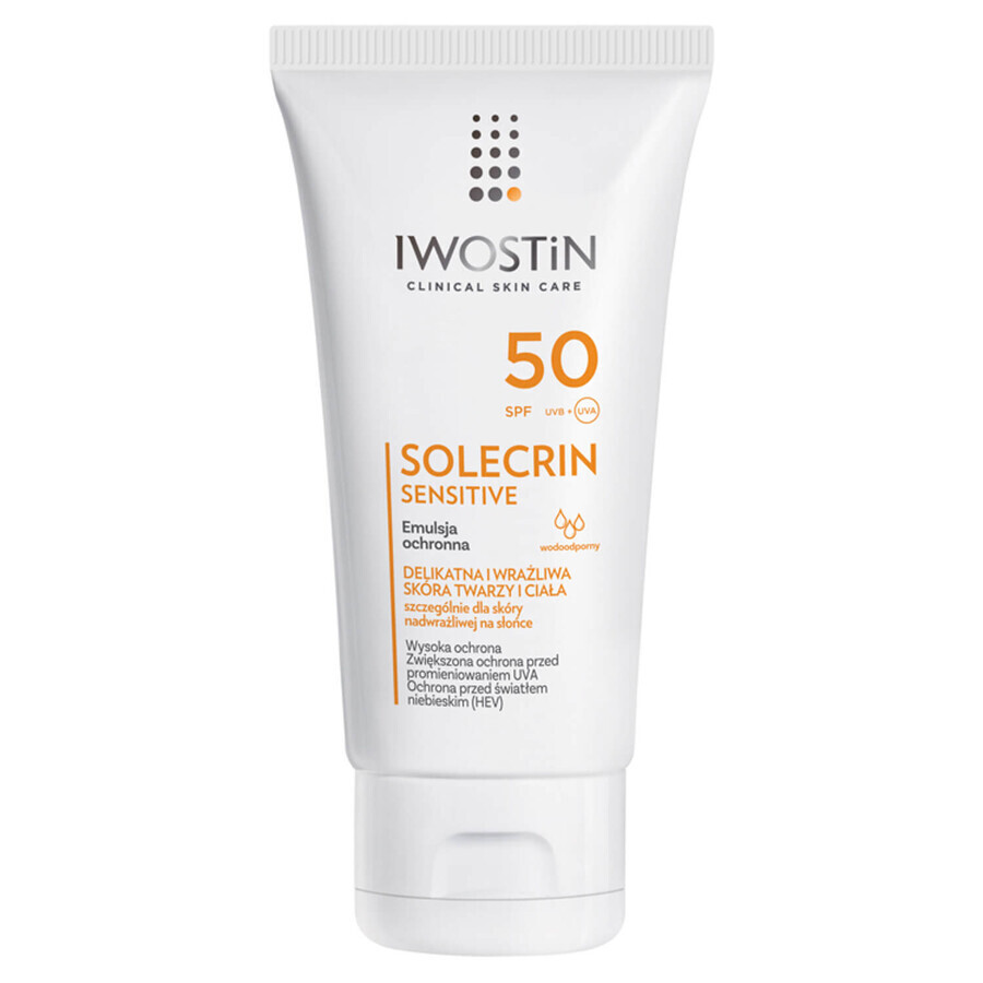 Set Iwostin Solecrin SPF 50+, Schutzemulsion, 100 ml + Schutzschaum, 150 ml + Körpercreme-Gel, 200 ml + Badetuch gratis