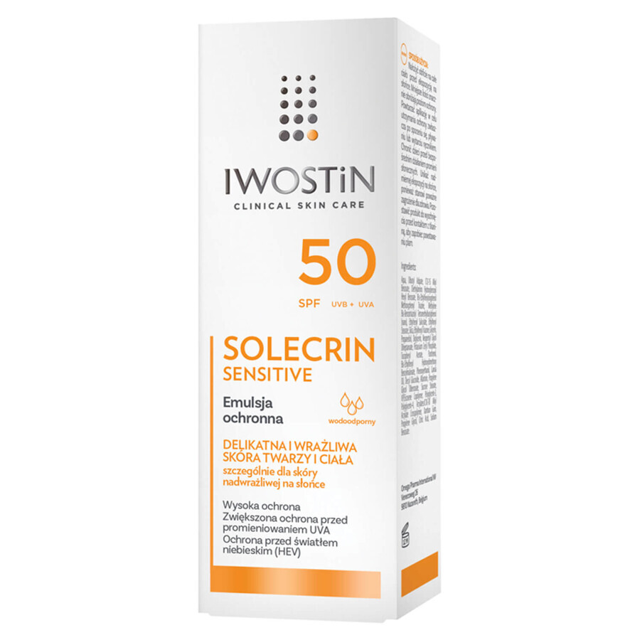 Set Iwostin Solecrin SPF 50+, Schutzemulsion, 100 ml + Schutzschaum, 150 ml + Körpercreme-Gel, 200 ml + Badetuch gratis