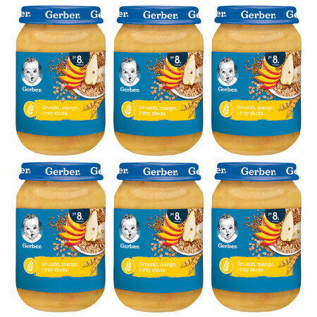 Gerber Dessert-Set, Birne, Mango und drei Cerealien, ab 8 Monaten, 6 x 190 g