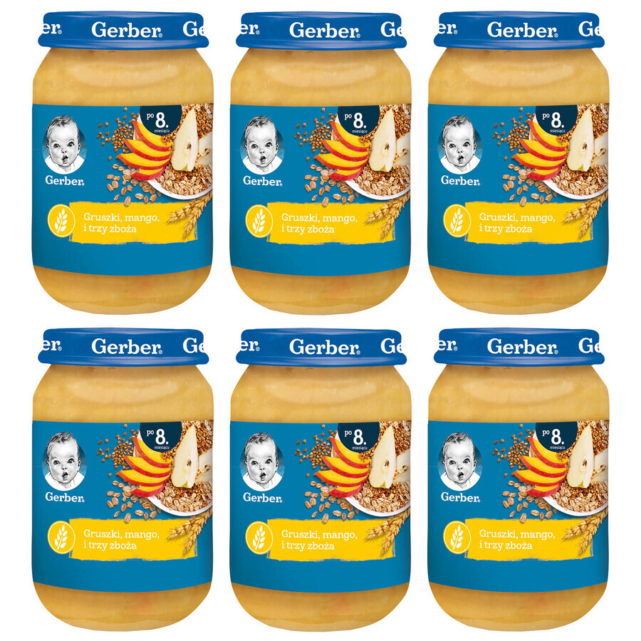 Gerber Dessert-Set, Birne, Mango und drei Cerealien, ab 8 Monaten, 6 x 190 g