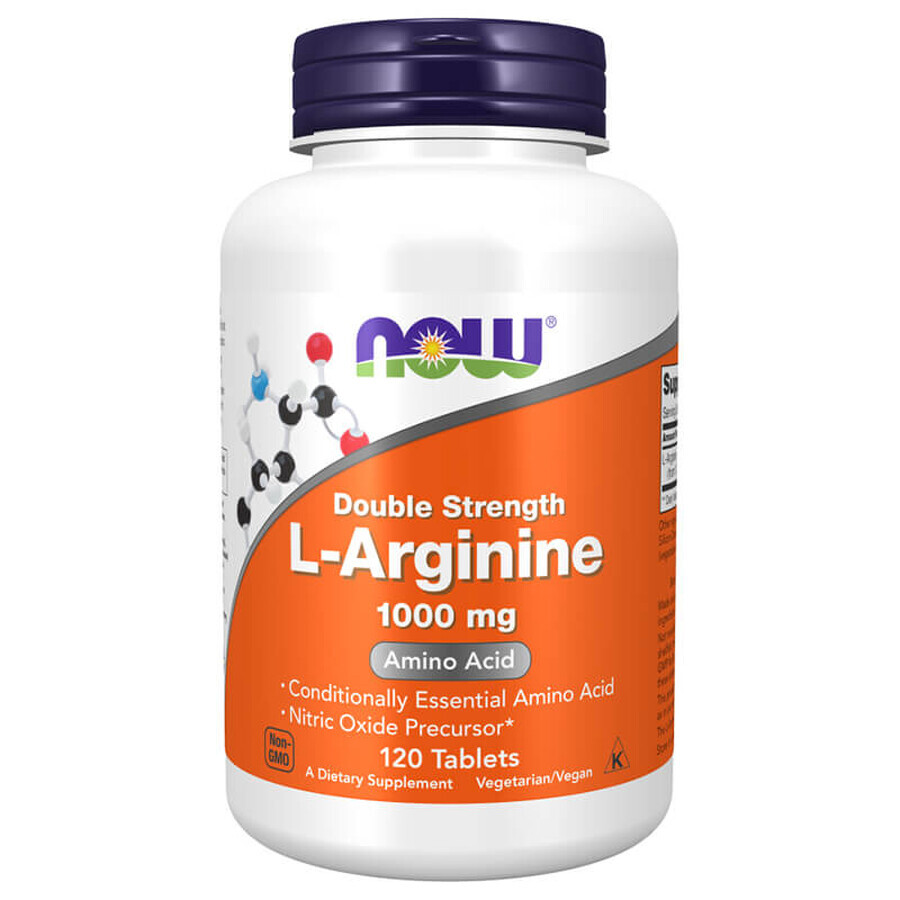 Now Foods L-Arginin, L-Arginin 1000 mg, 120 vegetarische Tabletten