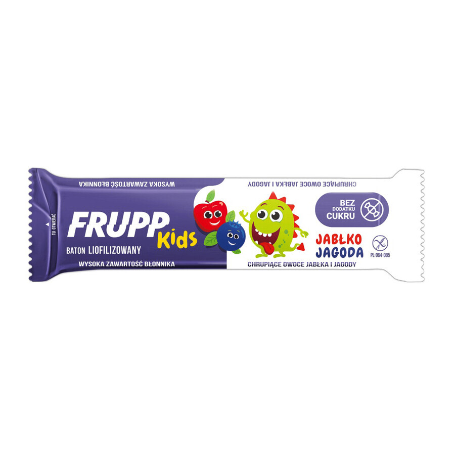 Celiko Frupp Kids, baton liofilizat, mere, afine, fără zahăr adăugat, 9 g