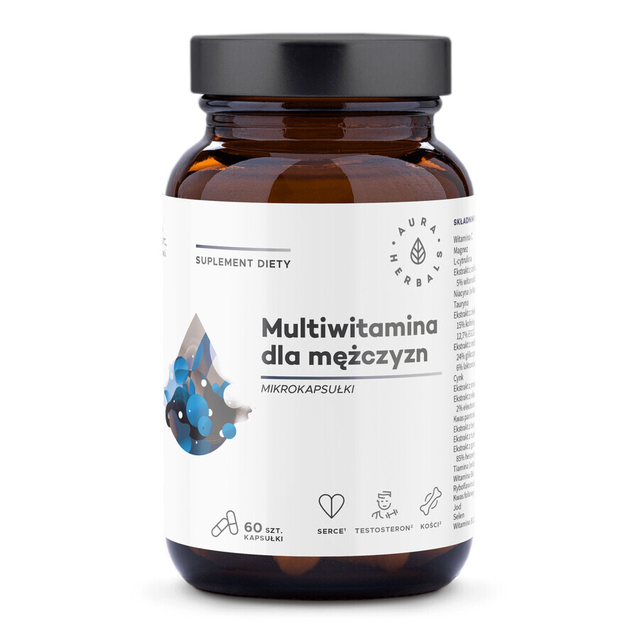 Aura Herbals Multivitaminen voor mannen, microcapsules, 60 capsules