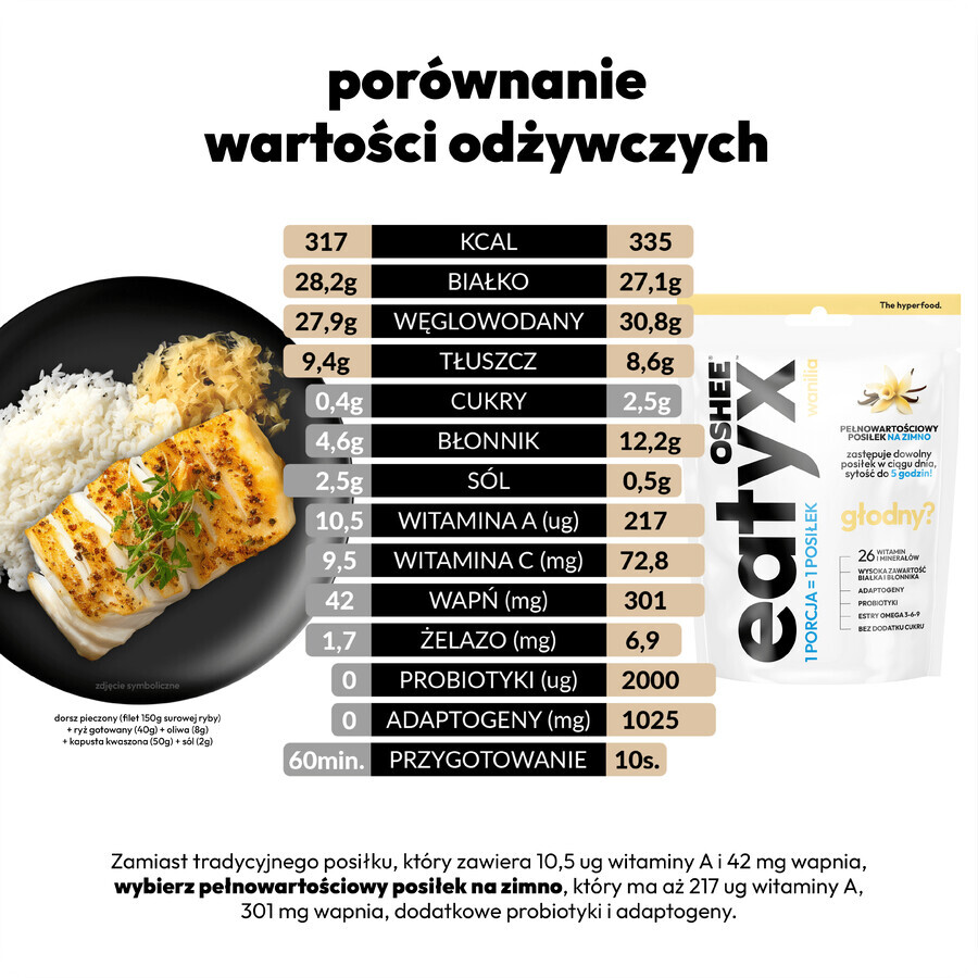 OSHEE Eatyx, koud poedermeel, vanille, 90 g