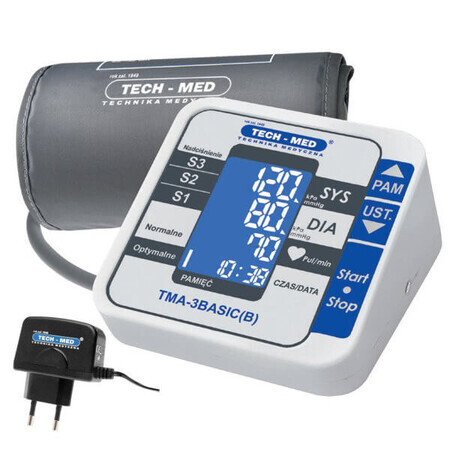 Tech-Med TMA-3 Basic (B), automatische bovenarmbloeddrukmeter met voeding