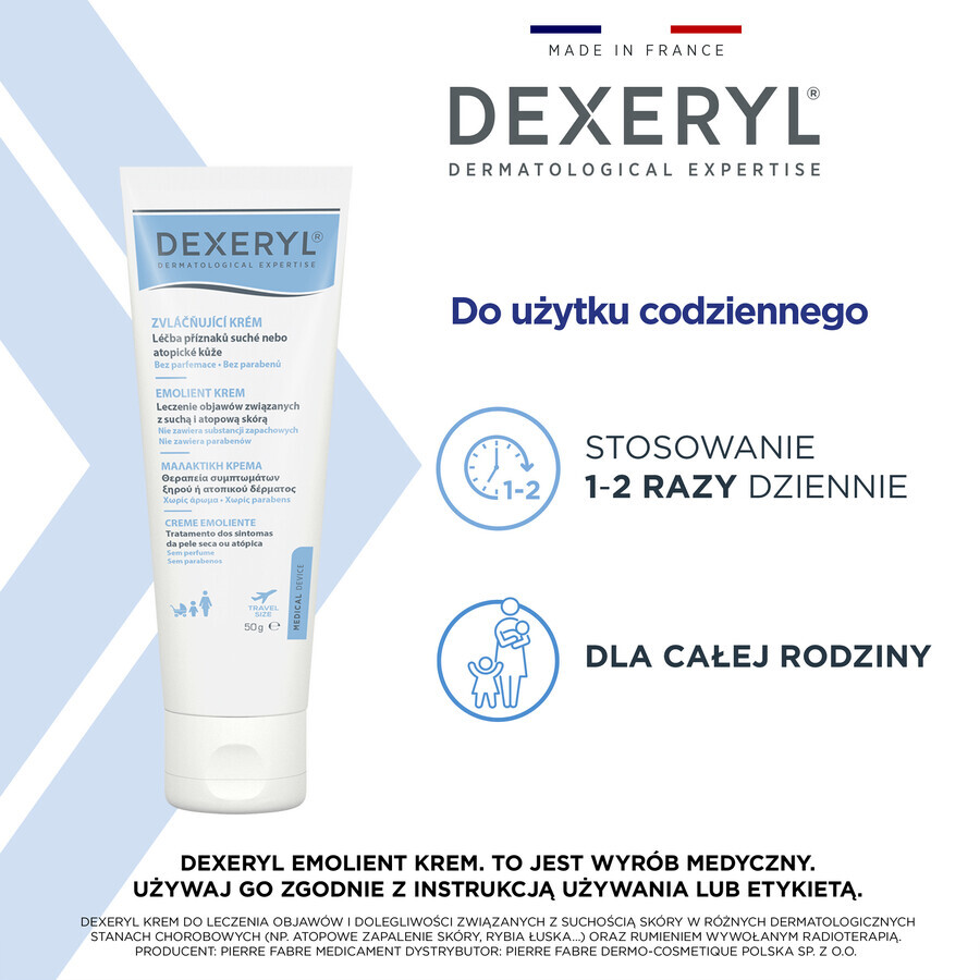 Dexeryl Emollient Creme für trockene Haut, 50 g