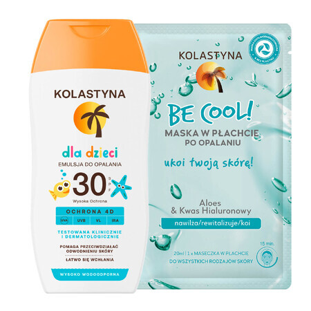 Kolastyna set, children's beach emulsion, SPF 30, 125 ml + after sun mask, 20 ml for 1 penny