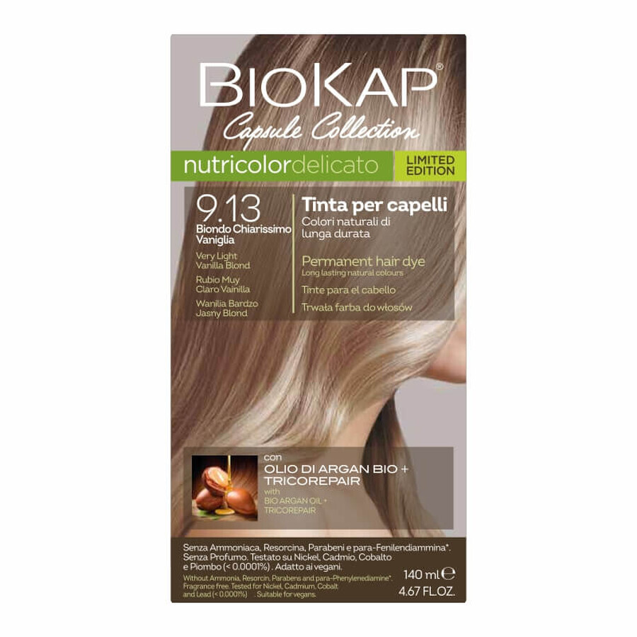 Biokap Nutricolor Nutricolor Delicato, haarkleur, 9.13 vanille zeer licht blond, 140 ml