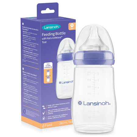 Lansinoh, NaturalWave Saugerflasche mit mittlerem Durchfluss, 240 ml