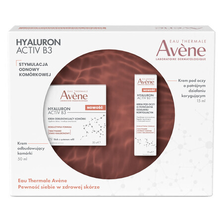 Avène Hyaluron Activ B3 Soin rajeunissant avancé, crème de reconstruction cellulaire 50 ml + crème triple correction pour les yeux 15 ml