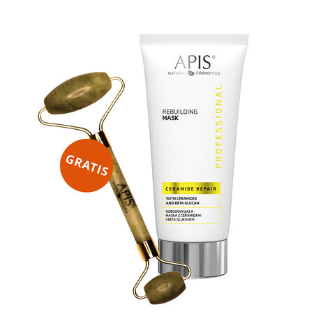 Apis Professional Ceramide Repair, Aufbaumaske mit Ceramiden und Beta-Glucan, 200 ml + Jade-Gesichtsmassagegerät, 1 gratis