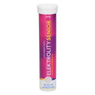 SEMA Elektrolity Senior, cherry flavor, no added sugar, 20 effervescent tablets