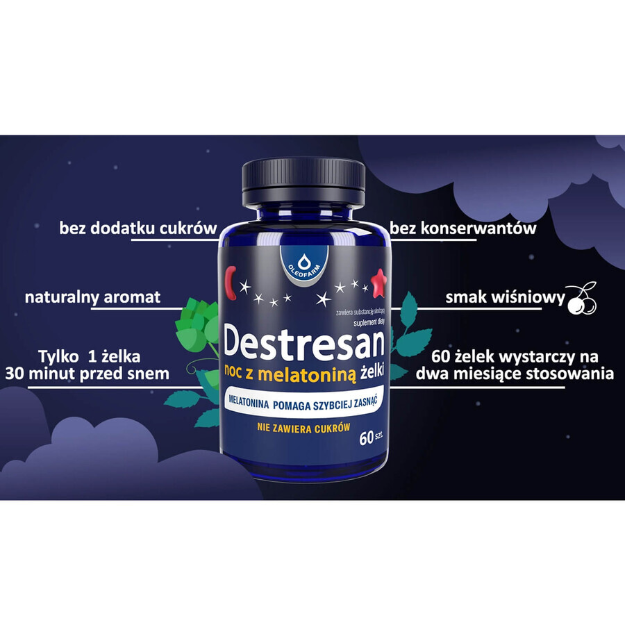 Destresan Night mit Melatonin-Gelee, Kirschgeschmack, 60 Stück