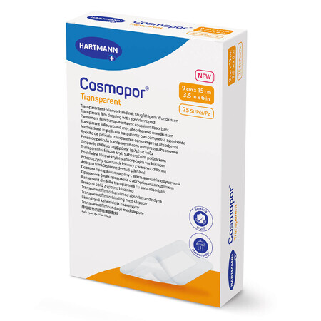 Cosmopor Transparent, pansament din folie transparentă cu strat absorbant, steril, 9 x 15 cm, 25 buc