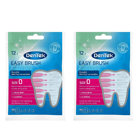 DenTek Easy Brush Set, Interdentalbürsten, Größe 0, 0,4 mm, 2 x 12 Stück